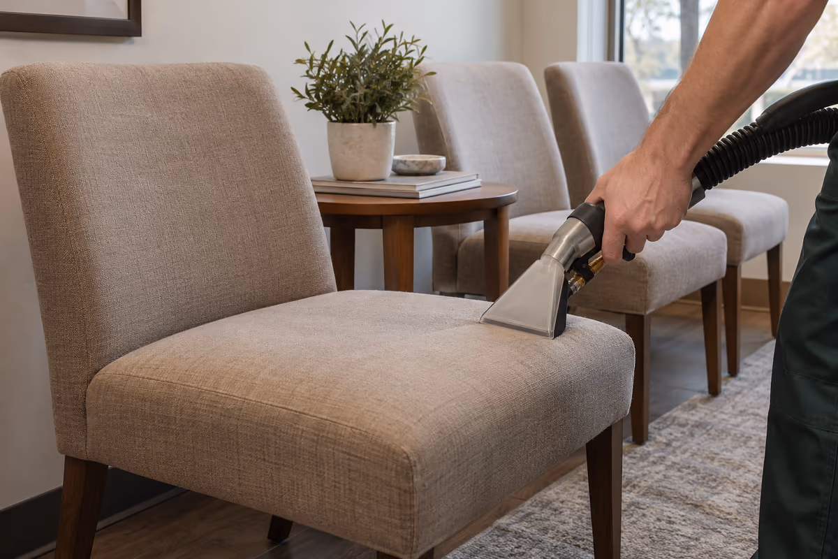 Illustration of commercial upholstery cleaning